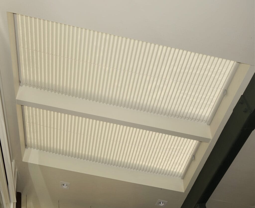 Pleated blinds in a bedroom