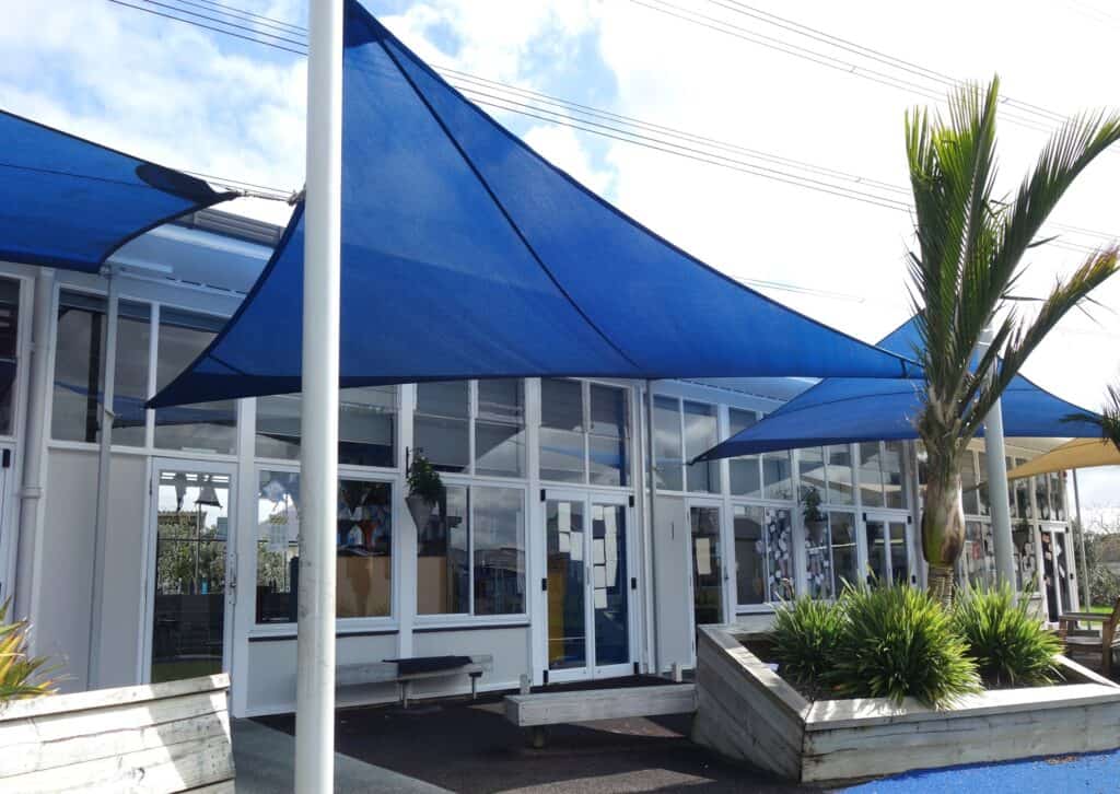 Shade sails at a school plaground