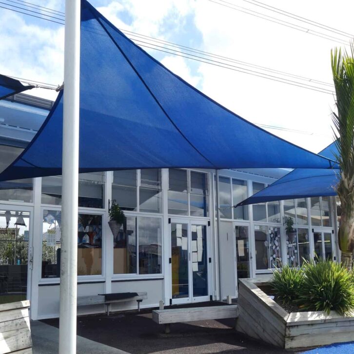 Shade sails at a school plaground