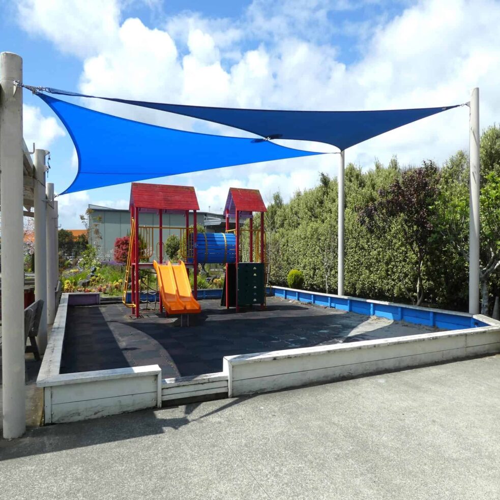 Shade sails at an ECE plaground