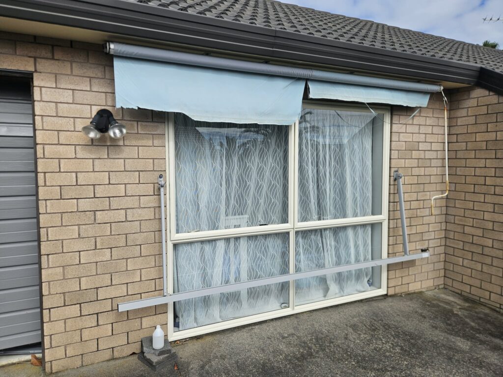 Before our awning fabric replacement