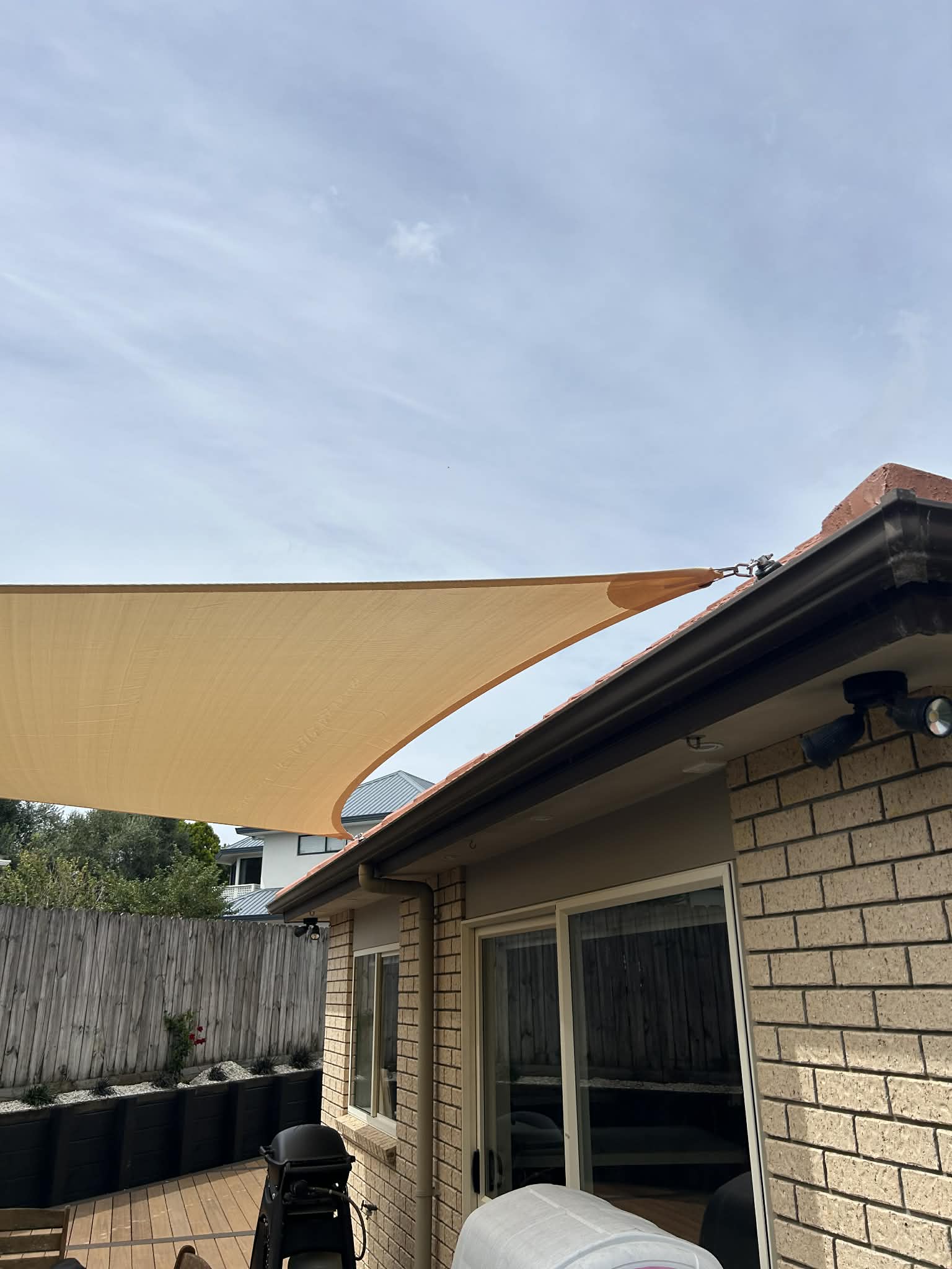 Custom Shade Sail in Hobsonville with Roof Brackets