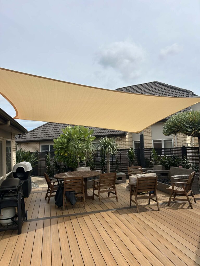 Custom Shade Sail in Hobsonville with Roof Brackets