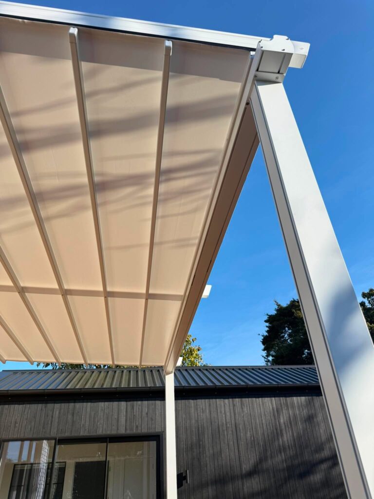 Translucent SF502 canvas on Omega Pergola